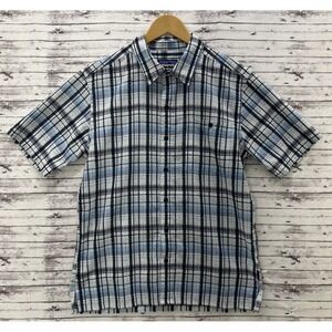 Patagonia Button-Up Short Sleeve Plaid Shirt Men's Medium Blue Navy Fishing